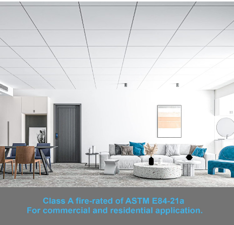 Art3d 24-Pack 2x2 PVC Drop Ceiling Tiles White Waterproof 96 Sq Ft