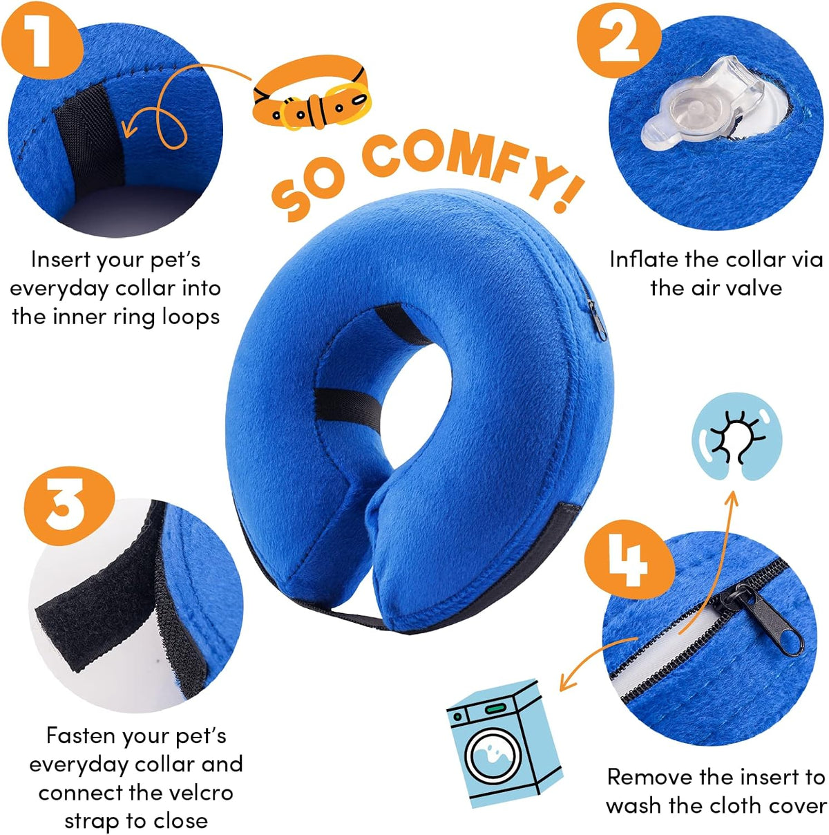 BENCMATE Inflatable Dog Cone Collar Alternative After Surgery – Blue