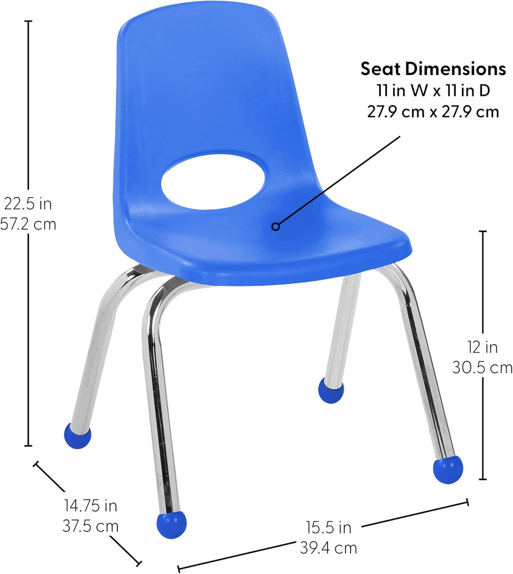 FDP 12" School Stack Chairs Blue 6 Pack Classroom Daycare Local Pickup Only