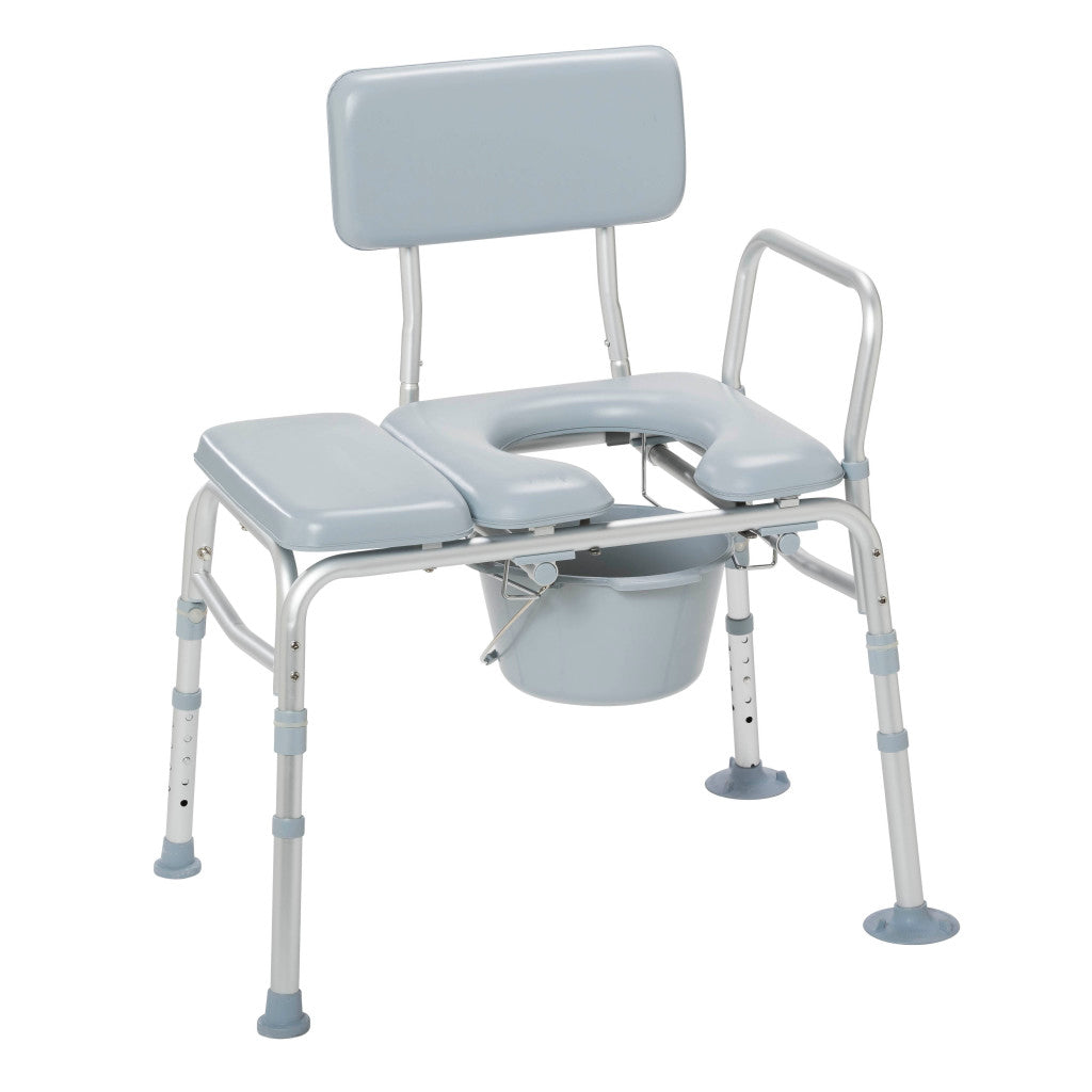 Drive Medical 12005KDC-1 2-in-1 Transfer Bench Commode Chair Padded Seat 400 lb