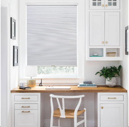 LazBlinds White No Drill TDBU Blackout Cellular Honeycomb Shades