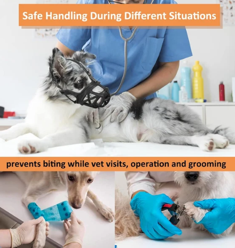 BARKLESS Dog Basket Muzzle Adjustable Breathable Anti Bite Training Grooming S-XL