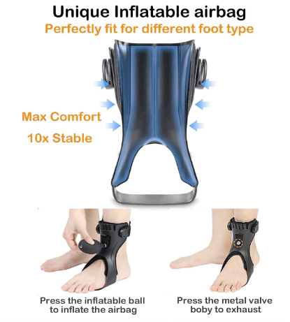 Furlove AFO Drop Foot Brace Left XL Ankle Foot Orthosis Support Black