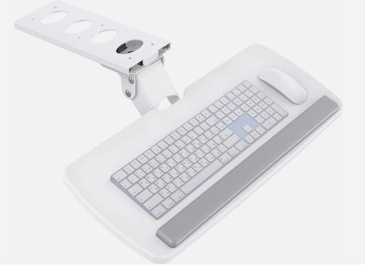 HUANUO Adjustable Under Desk Keyboard Tray 25" x 9.84" – Full Motion Swivel & Tilt, White