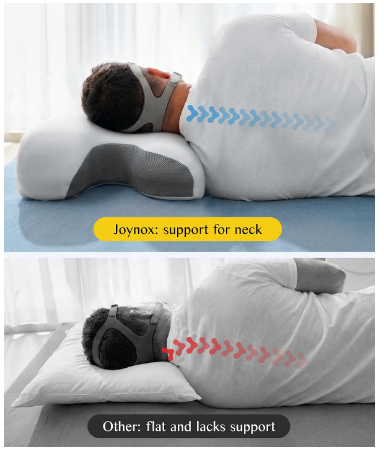 Joynox CPAP Pillow for Men – Gray – Adjustable Memory Foam Pillow for Side, Back & Stomach Sleepers