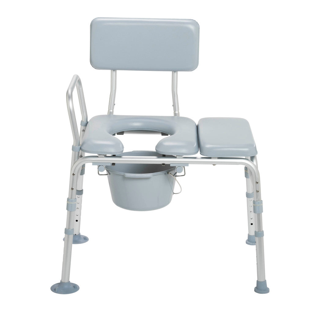 Drive Medical 12005KDC-1 2-in-1 Transfer Bench Commode Chair Padded Seat 400 lb