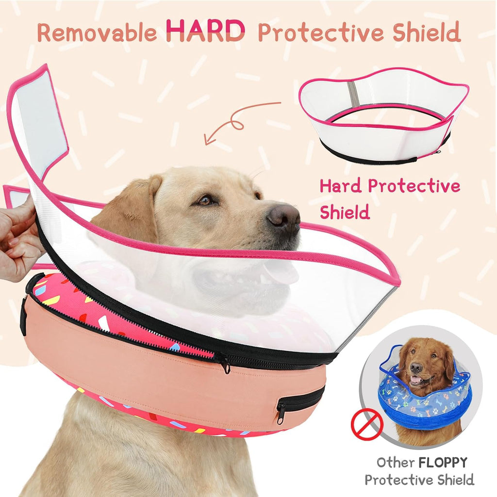 Supet Inflatable Dog Cone Pink Recovery Collar Small Medium Large XL XXL