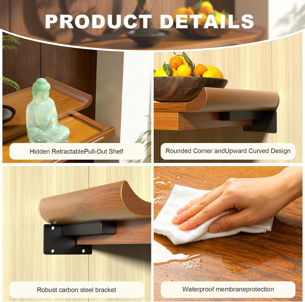 ZICHOUYING Wall-Mounted Buddhist Altar Shelf Buddha Statue Stand Camphor Wood