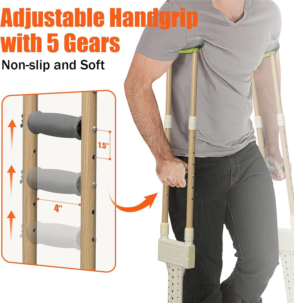 UIABOPZ Adjustable Aluminum Underarm Crutches Pair 300 lb Capacity Adult