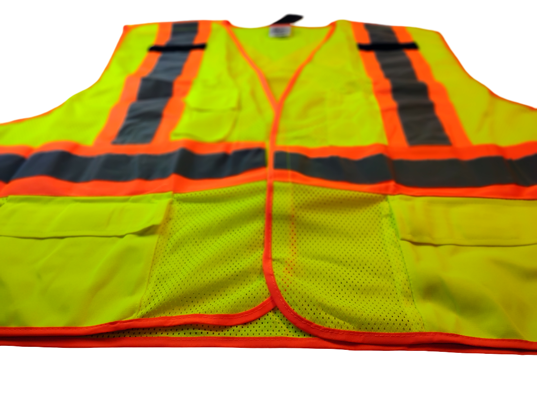 Custom Yellow Safety Vest – Starter Pack (12 Vests) Back Company Print Included | ANSI Class 2 | All Sizes (Plus Size Available) | Bulk Pricing
