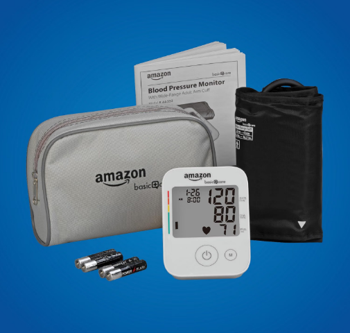 Amazon Basic Care Blood Pressure Monitor Large Cuff 8.6-16.5" 2 User Memory