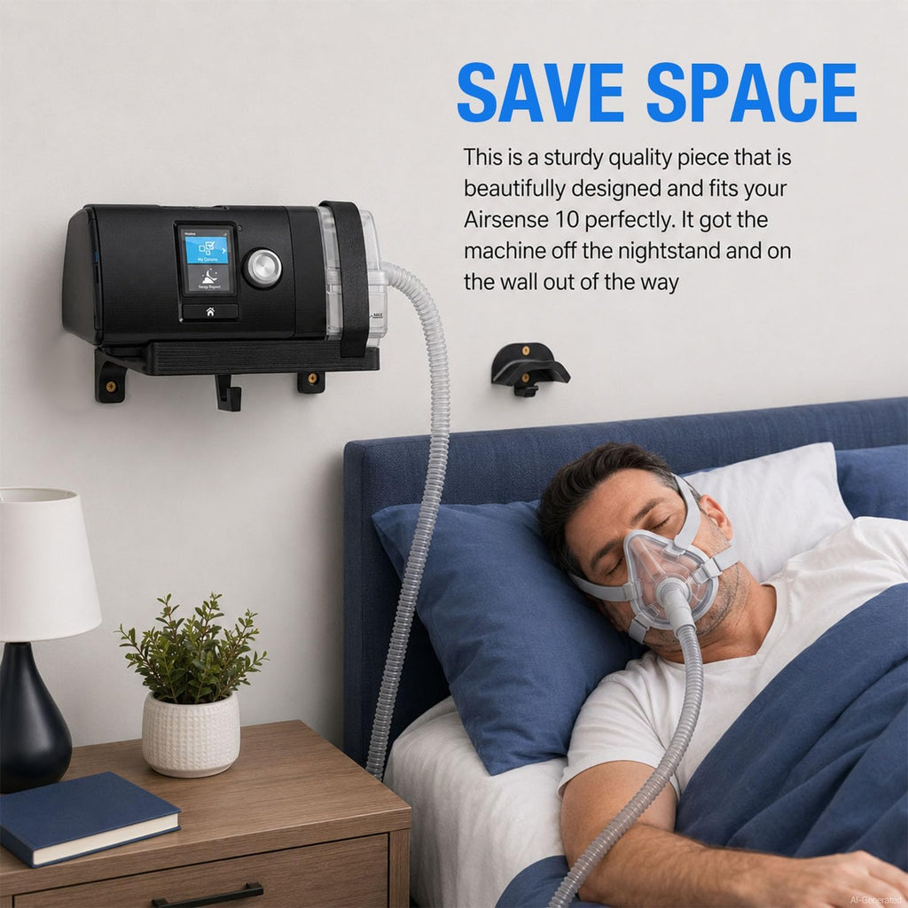 Vornalex CPAP Wall Mount Shelf for ResMed AirSense 10 Mask & Hose Holder Black