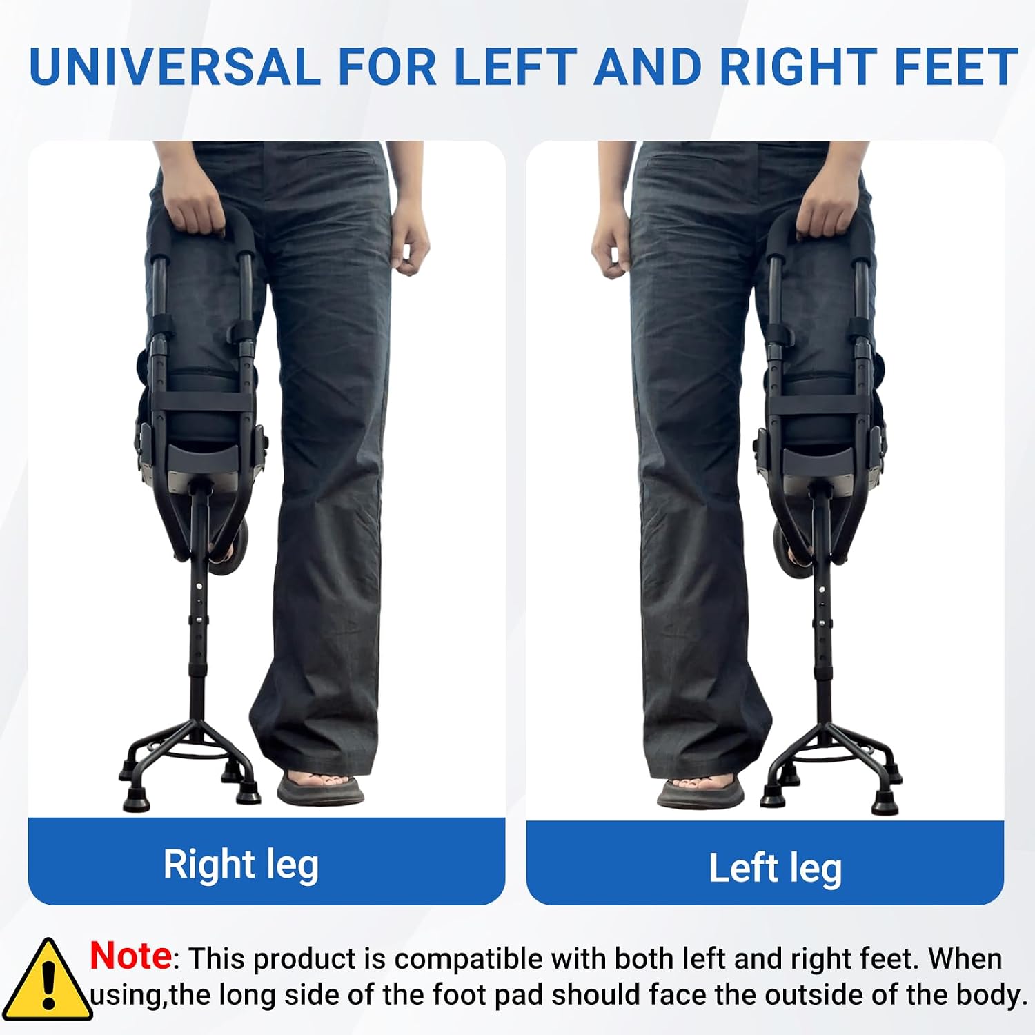 BYIECLD Hands Free Knee Crutch Adjustable Mobility Support Left & Right Leg 275 lb