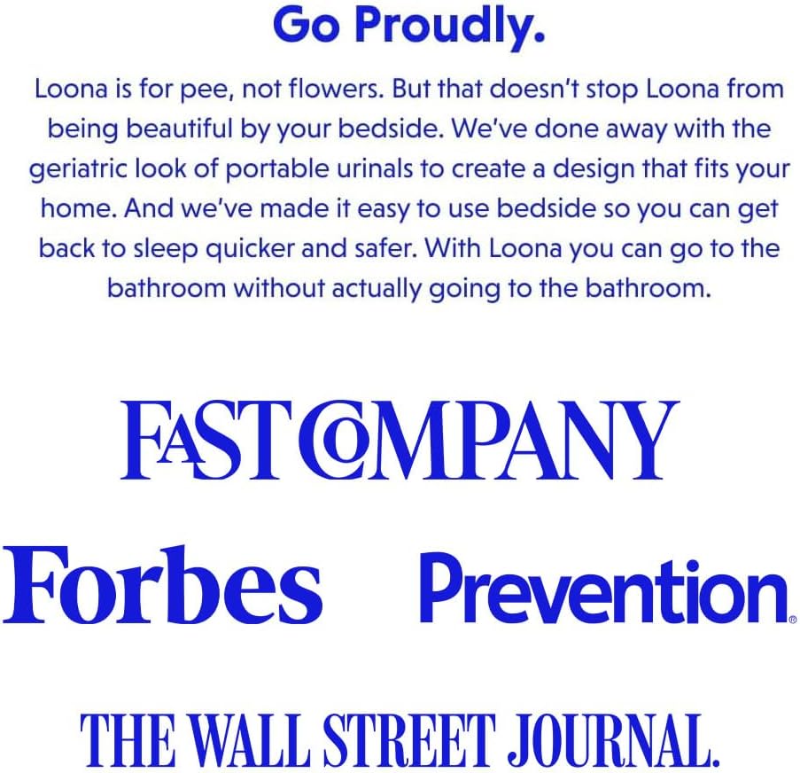 Loona Premium Female Urinal Quiet No Splash Travel Bedside Outdoor Blue HSA FSA