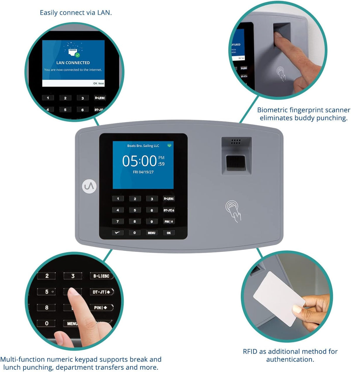 uAttend BN6000 Biometric Time Clock Fingerprint Employee Attendance Cloud System