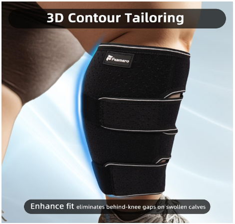 Feamero Plus Size Calf Compression Wrap Lymphedema Leg Brace Tall 3XL Black