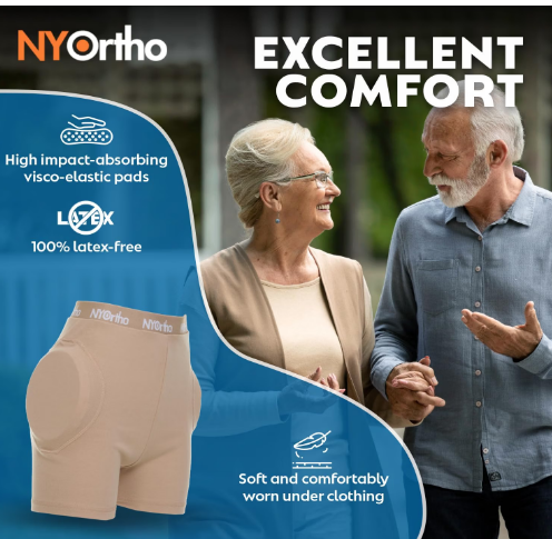NYOrtho ULTRA Hip Protector Brief – Padded Low Profile Fall Protection Shorts – Unisex