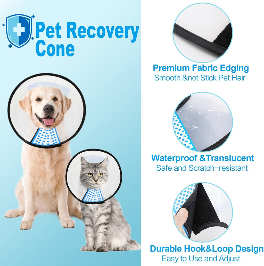 Supet Dog Cone Collar Large White Adjustable Recovery E-Collar After Surgery