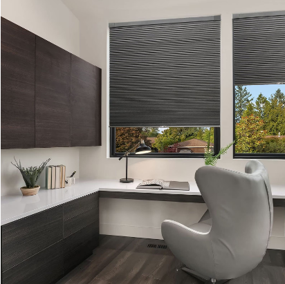 LazBlinds No Drill Cordless Cellular Shades – BLACK – Blackout Honeycomb Window Blinds