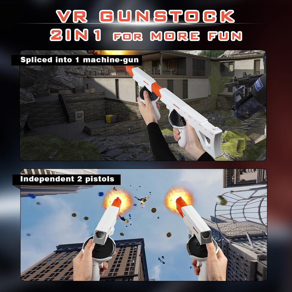 AIJUNCT VR Gunstock Rifle for Meta Quest 3/3S Magnetic Controller Accessory White