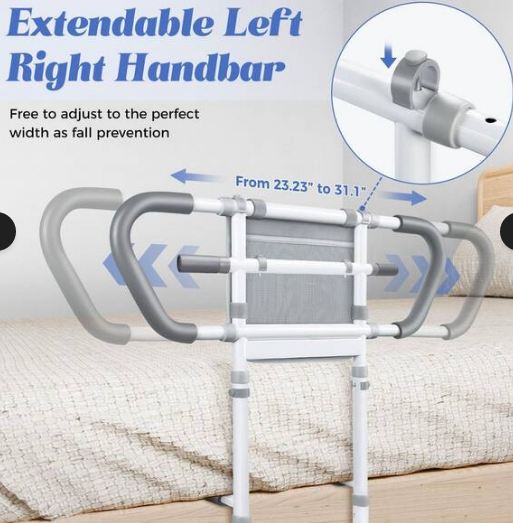 FullWoyi Adjustable Bed Assist Rail for Elderly Safety 400 lbs w/ Storage Bag