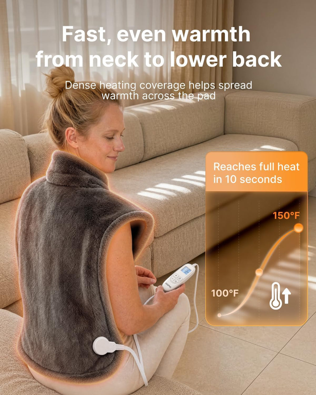 RENPHO Weighted Electric Heating Pad for Neck Shoulders & Back 24"x33" Gray