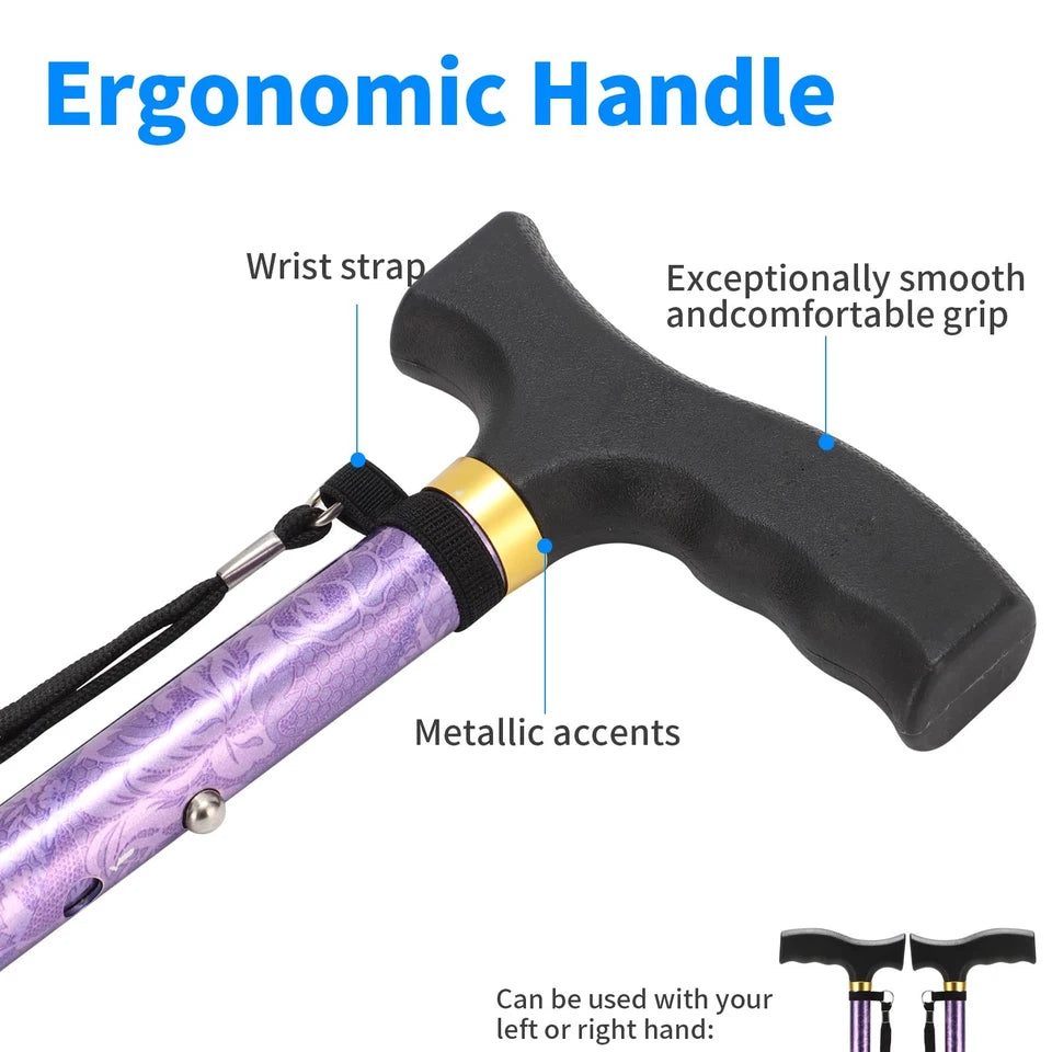 LIXIANG Folding Walking Cane Adjustable 32.5-36.5" Lightweight Purple