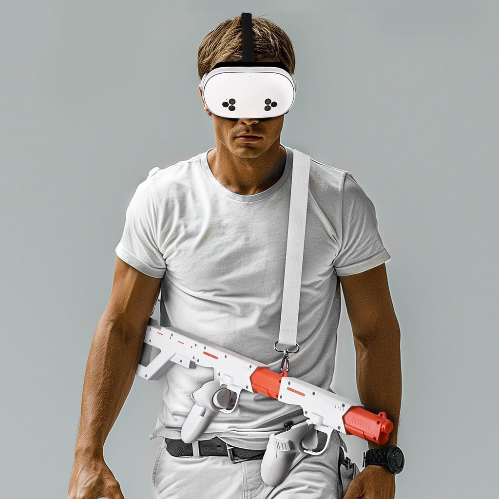 AIJUNCT VR Gunstock Rifle for Meta Quest 3/3S Magnetic Controller Accessory White