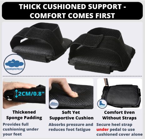 Caredgitz Wheelchair Footrest Straps Non-Slip Foot Pedal Cushion Pads Black