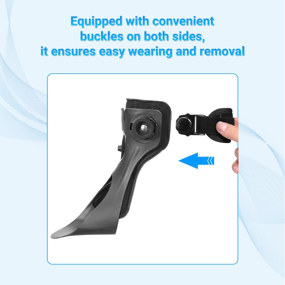 Malloraned AFO Foot Drop Brace Right Foot XL Inflatable Ankle Support Black