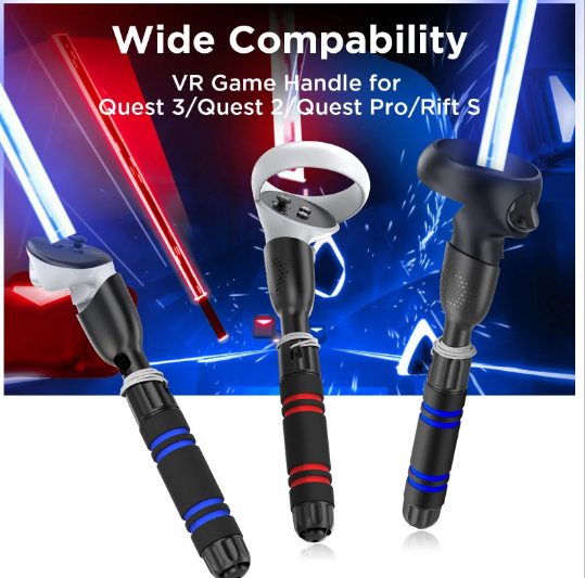 YOGES VR Controller Grip Extension Handles for Meta Quest 3/2/Pro Rift S – Pair