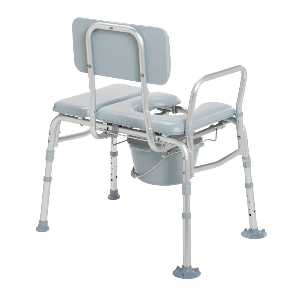 Drive Medical 12005KDC-1 2-in-1 Transfer Bench Commode Chair Padded Seat 400 lb