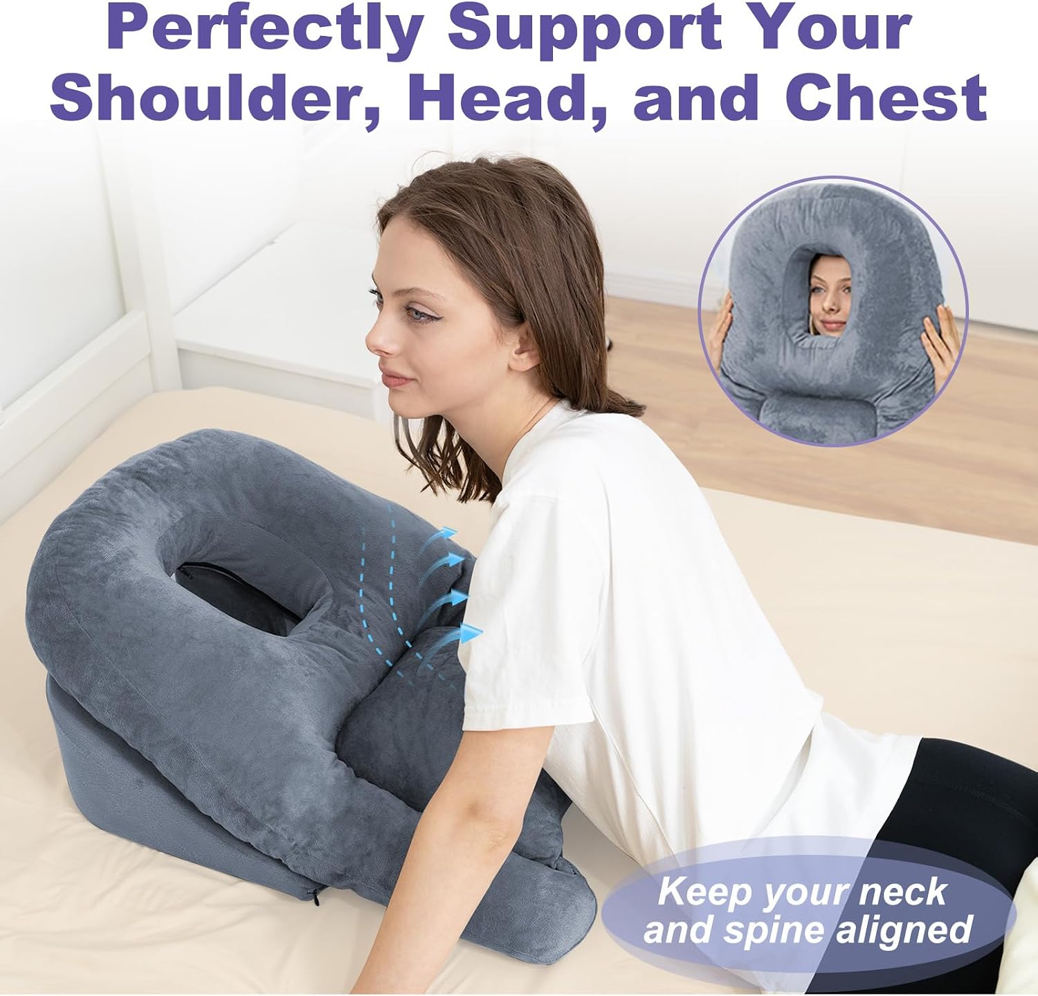 HOMCA Face Down Pillow After BBL Eye Surgery Massage Pillow Memory Foam CertiPUR-US