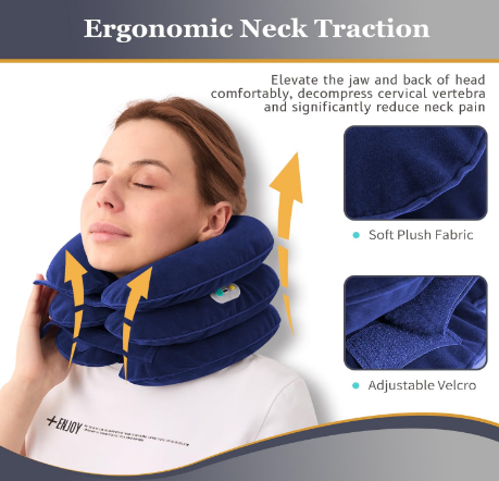 S Electric Cervical Neck Traction Device – Automatic Inflatable Neck Stretcher 12"-17"