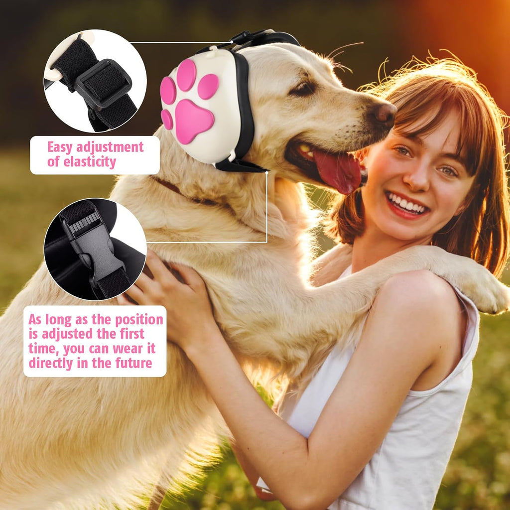 Famikako Dog Ear Muffs Noise Protection 22dB NRR Small White Pink Adjustable