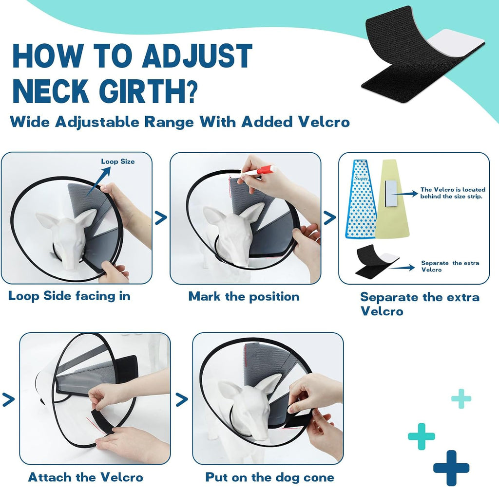 Supet Dog Cone Collar Large White Adjustable Recovery E-Collar After Surgery