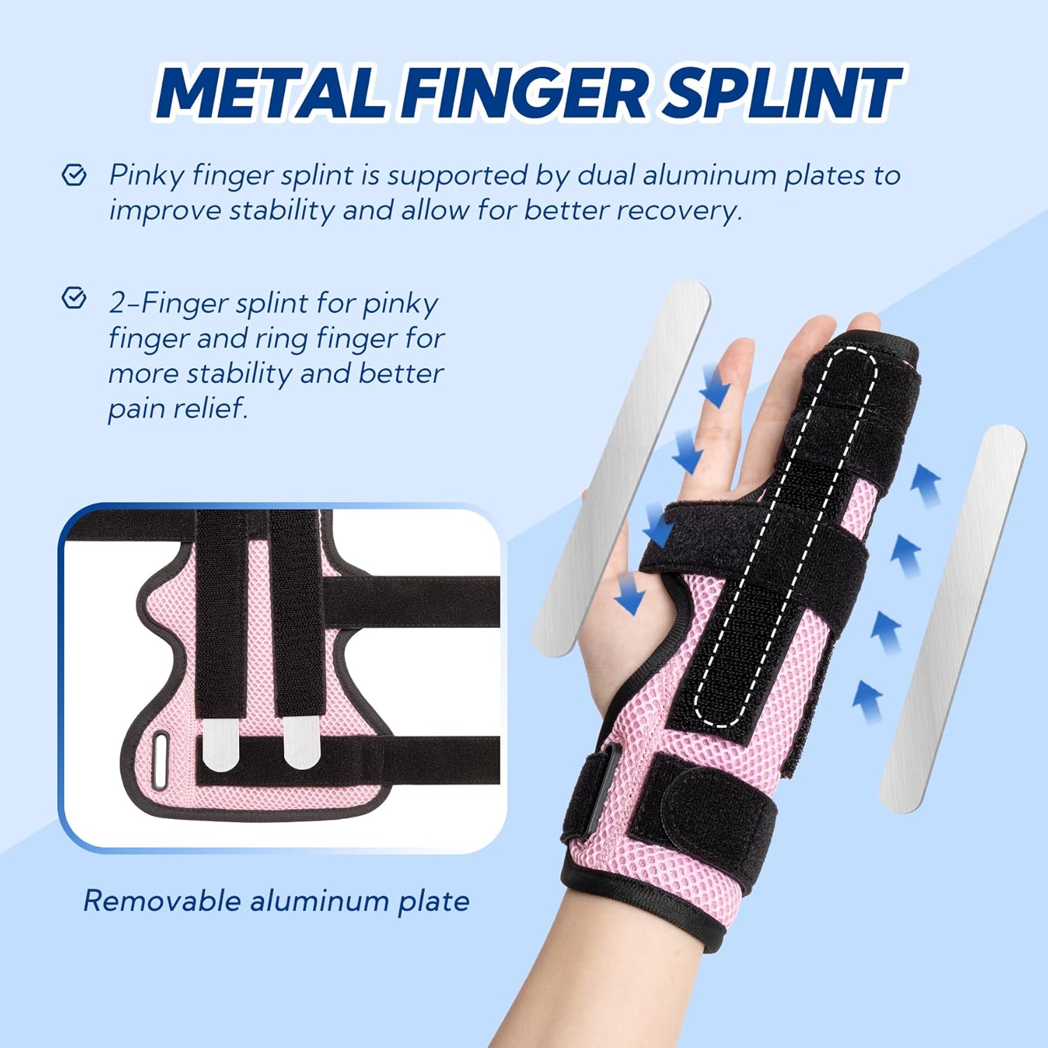 Pinky Finger Splint Trigger Finger Brace Right Left Hand Boxer Fracture Medium Pink