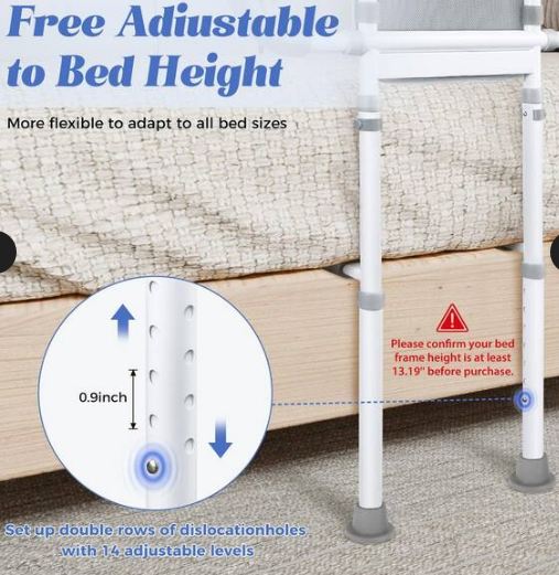 FullWoyi Adjustable Bed Assist Rail for Elderly Safety 400 lbs w/ Storage Bag