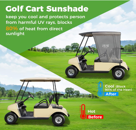 10L0L Golf Cart Sun Shade Cover Club Car DS Precedent EZGO TXT RXV 59x40 Open Box