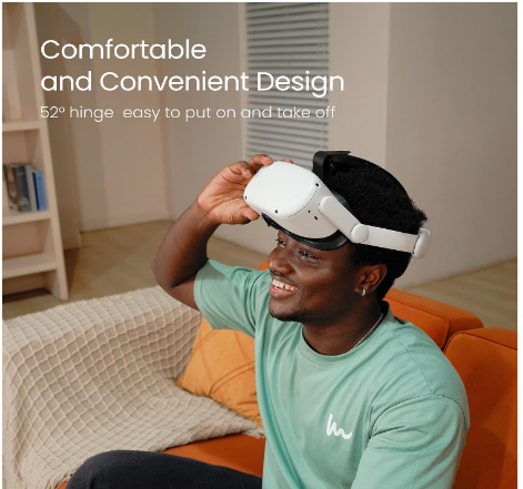 KIWI design K2 Comfort Head Strap for Meta/Oculus Quest 2 – Blue/White – Adjustable VR Accessory