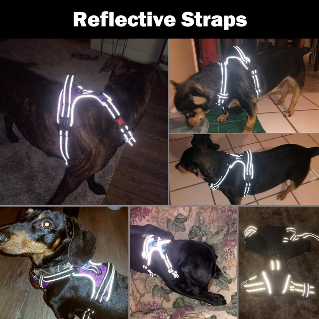 PHOEPET No Pull Dog Harness Pink Reflective Adjustable Small Medium Large XL