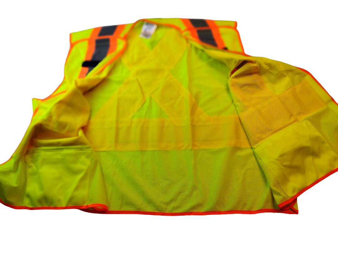 Custom Yellow Safety Vest – Starter Pack (12 Vests) Back Company Print Included | ANSI Class 2 | All Sizes (Plus Size Available) | Bulk Pricing