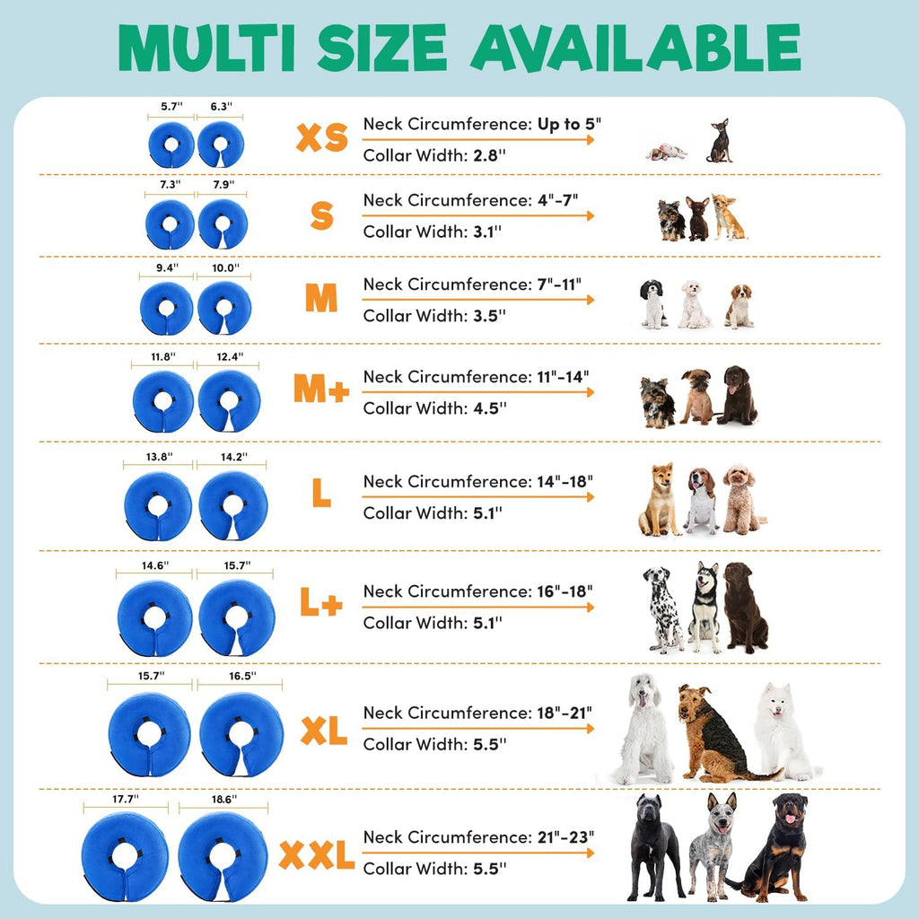 BENCMATE Inflatable Dog Cone Collar Alternative After Surgery – Blue
