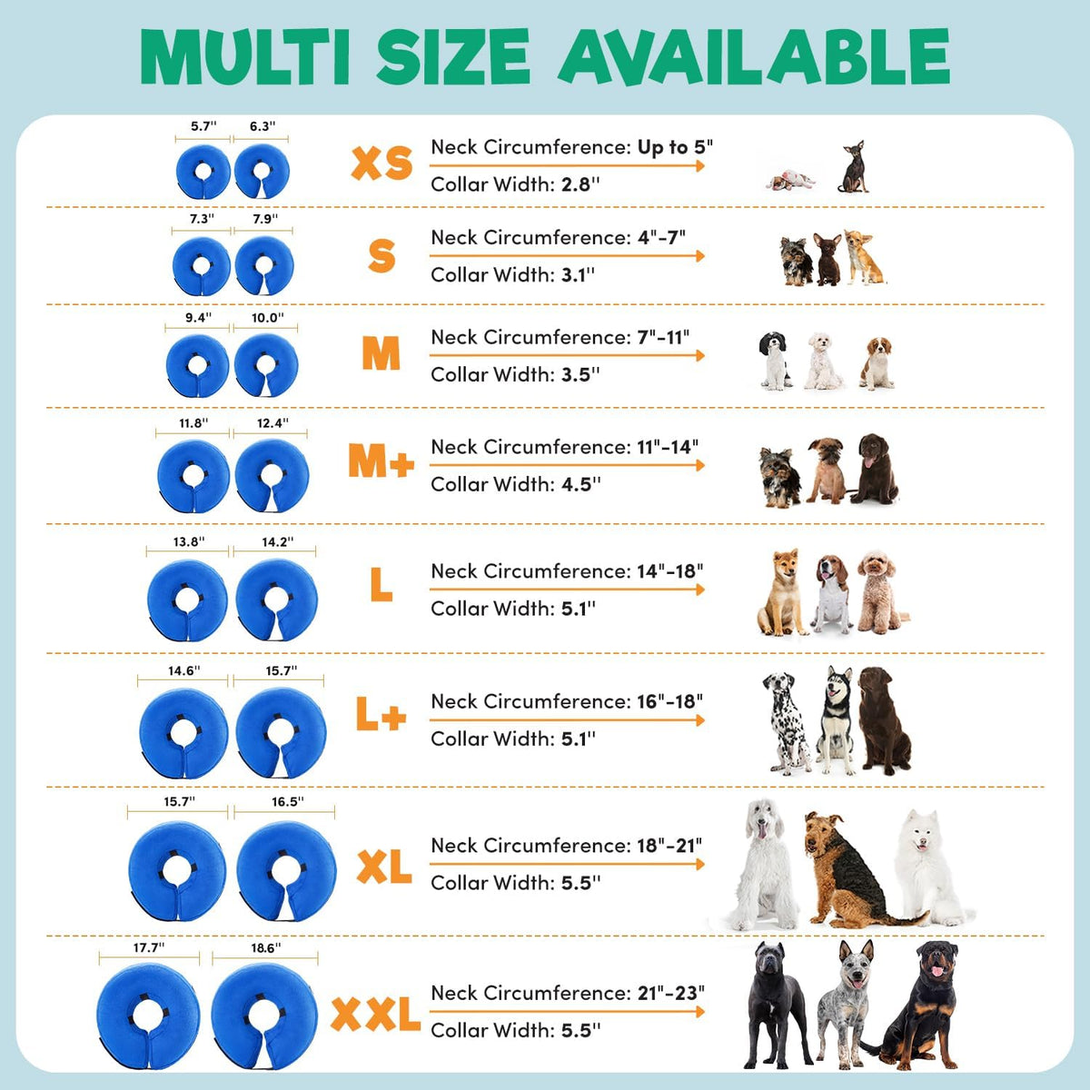BENCMATE Inflatable Dog Cone Collar Alternative After Surgery – Blue