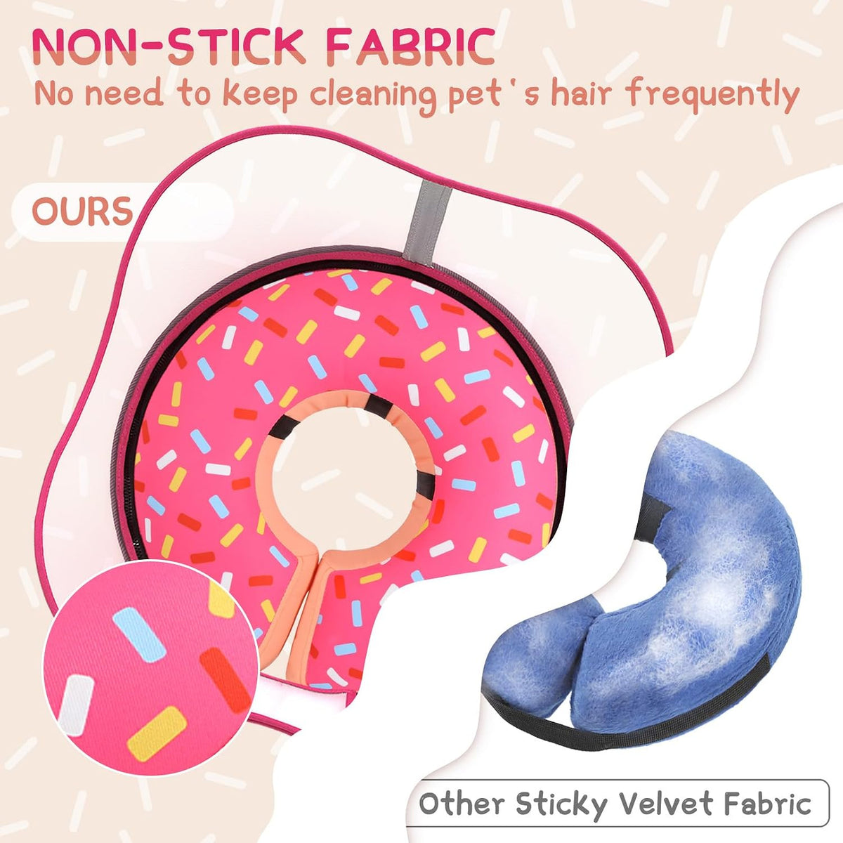 Supet Inflatable Dog Cone Pink Recovery Collar Small Medium Large XL XXL