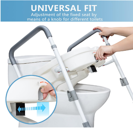 WeHwupe Raised Toilet Seat w/ Handles 5" Riser Adjustable 350 lb Capacity