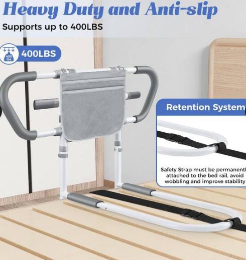 FullWoyi Adjustable Bed Assist Rail for Elderly Safety 400 lbs w/ Storage Bag