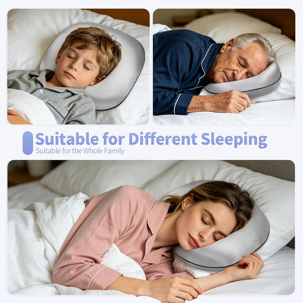 SWAYCY Memory Foam Ear Hole Pillow for Side Sleepers | Orthopedic Ear Protection Pillow | Gray Silk | Pressure Relief