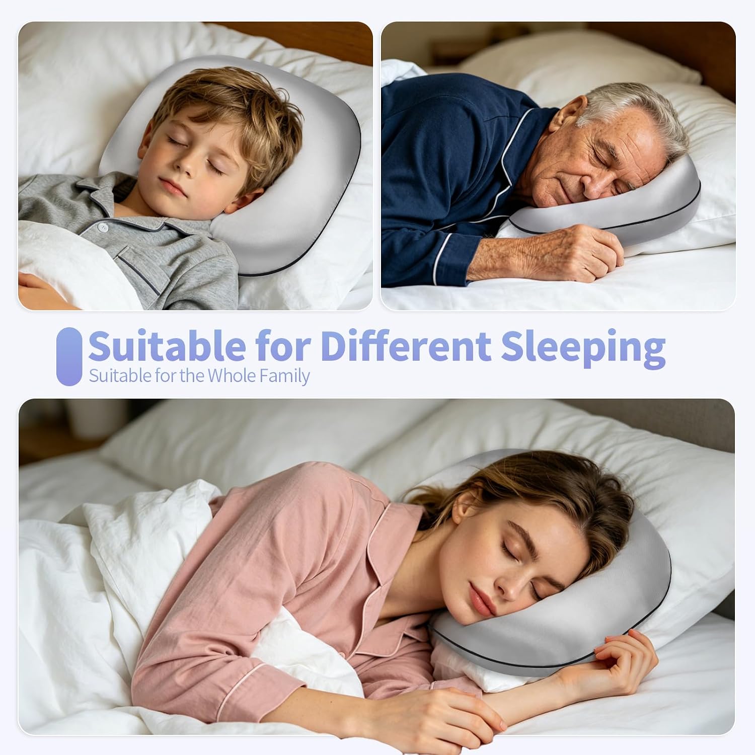 SWAYCY Memory Foam Ear Hole Pillow for Side Sleepers | Orthopedic Ear Protection Pillow | Gray Silk | Pressure Relief
