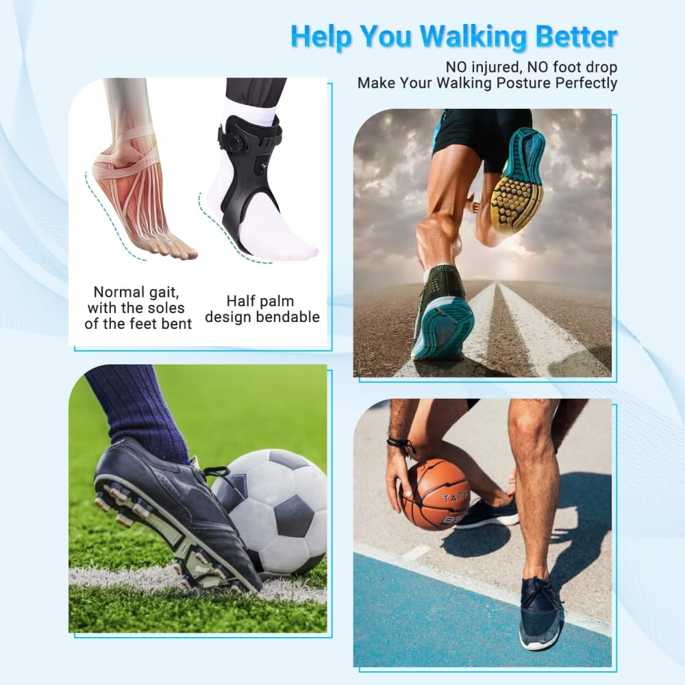 Malloraned AFO Foot Drop Brace Right Foot XL Inflatable Ankle Support Black